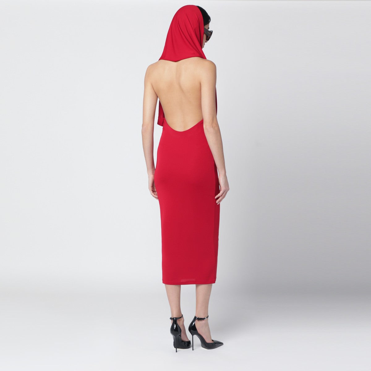 The Andamane The Andamane Red Annie hooded midi dress
