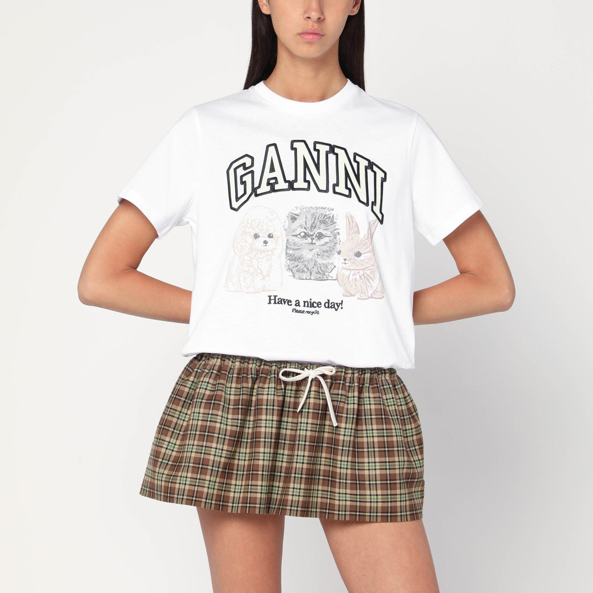 Ganni GANNI White T-shirt with logo print