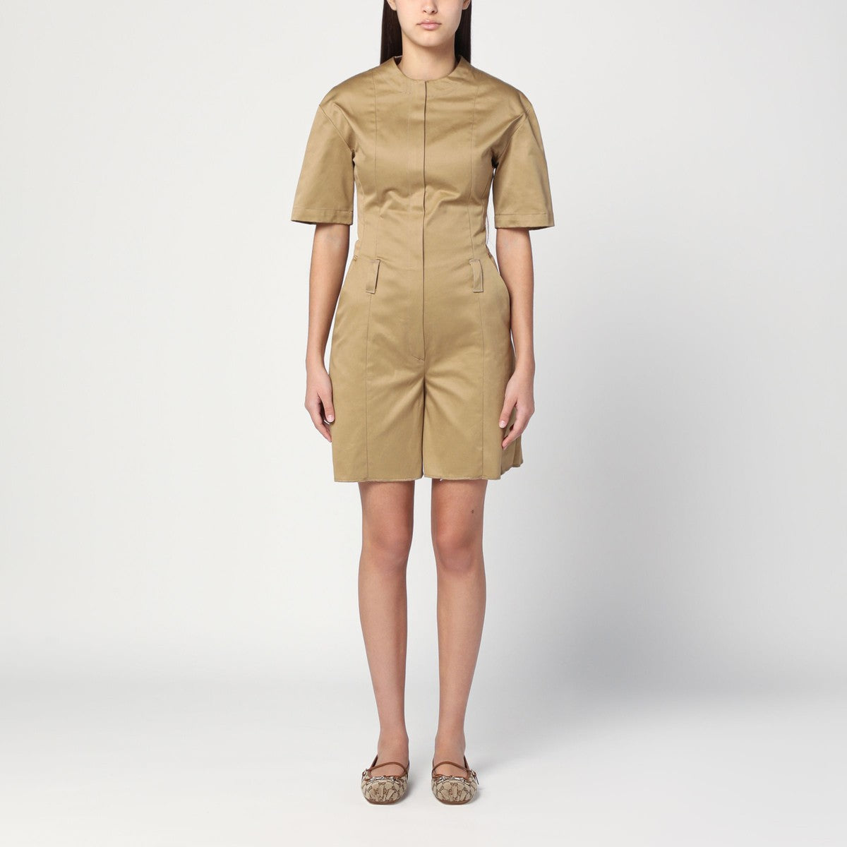 TheLatest TheLatest Camel-coloured short jumpsuit in cotton