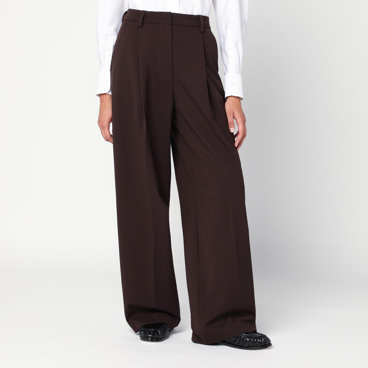 TheLatest TheLatest Wide-leg brown wool blend trousers