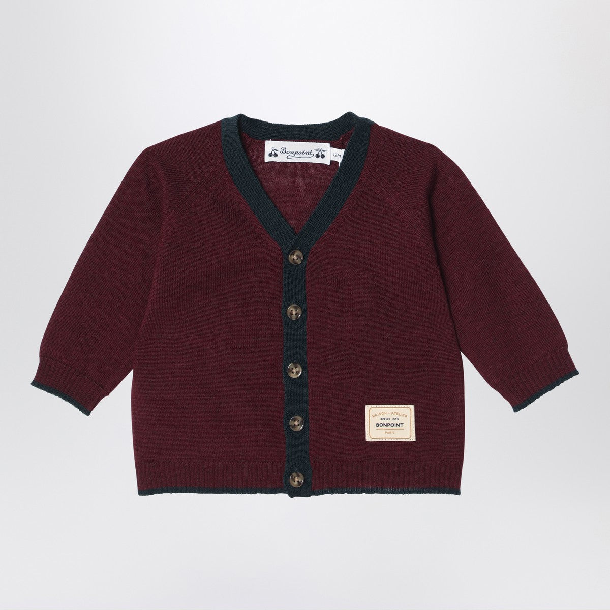Bonpoint Bonpoint Burgundy wool cardigan