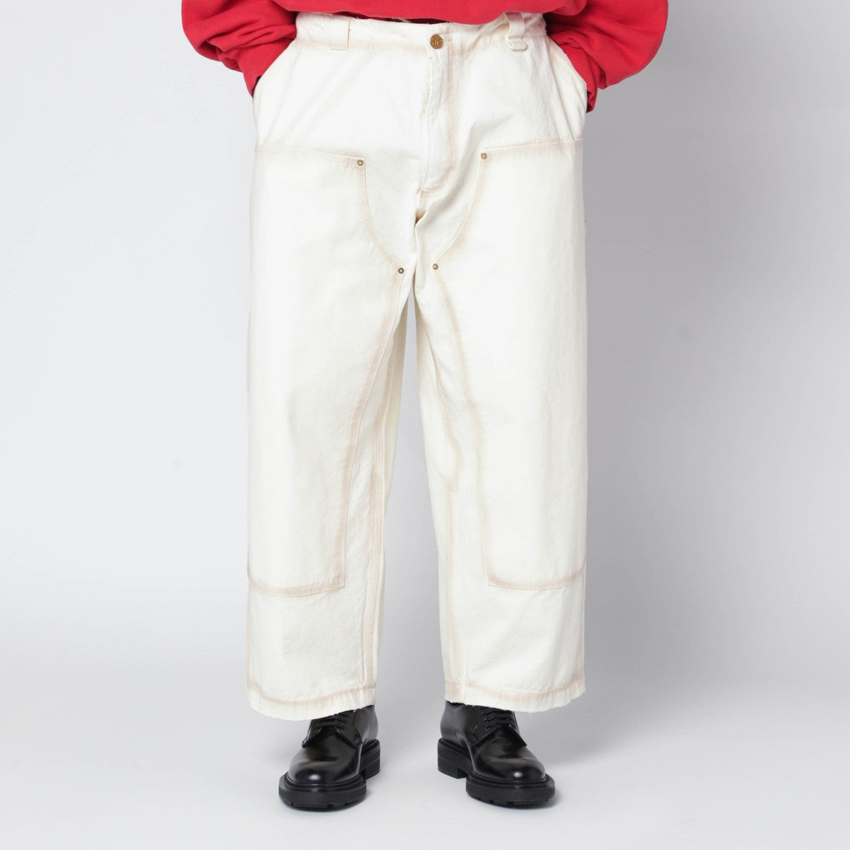 Willy Chavarria Willy Chavarria Toluca white washed-effect workwear pants