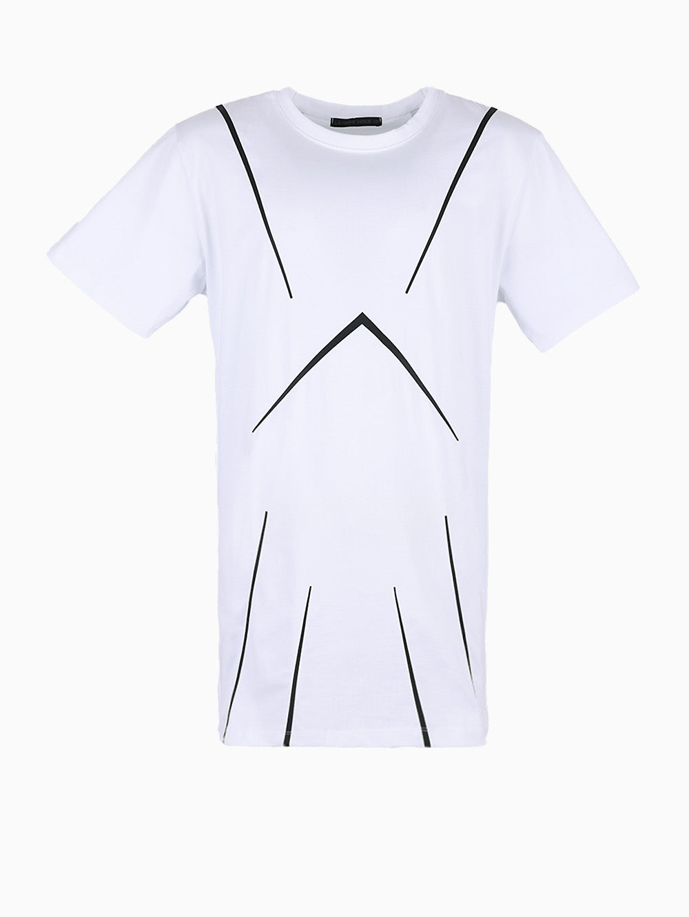 LA HAINE Men’s White Designer T-Shirt with geometric detailing – Italian casual wear from Luxe Marca