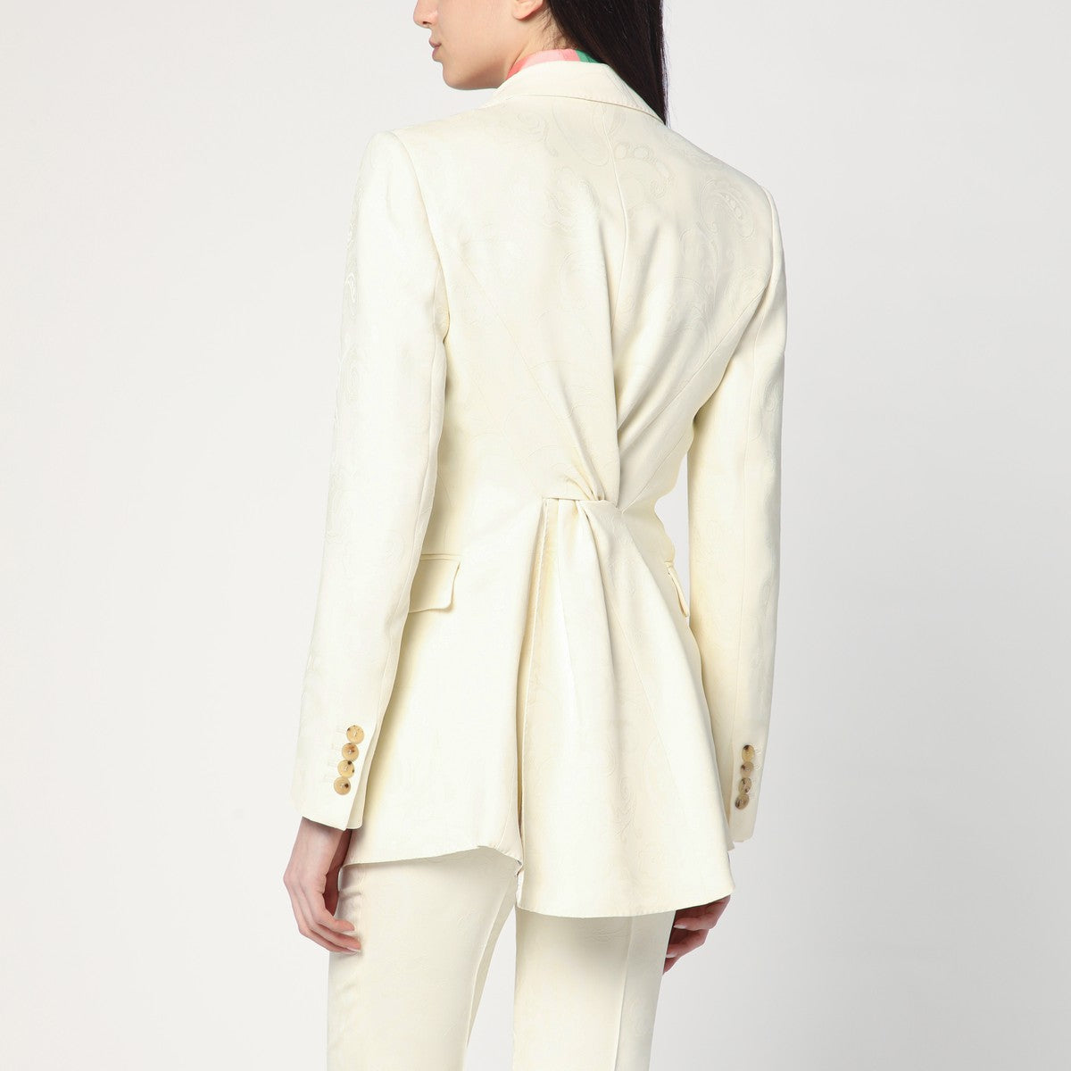 Etro ETRO White jacquard jacket with crossover detail