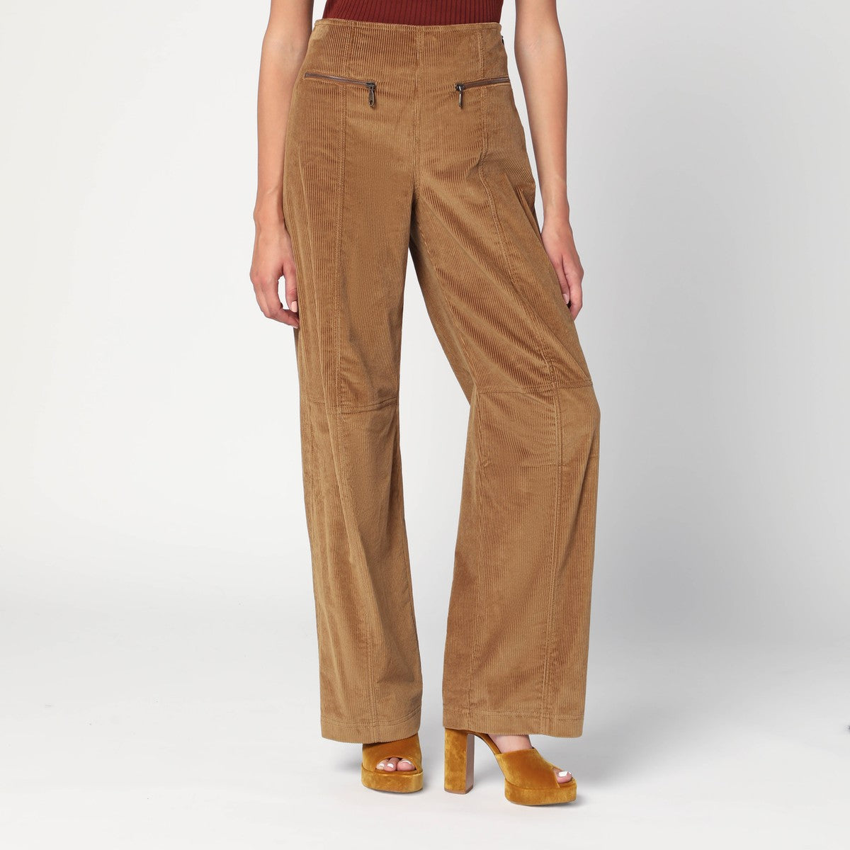 Etro ETRO Brown velvet palazzo pants