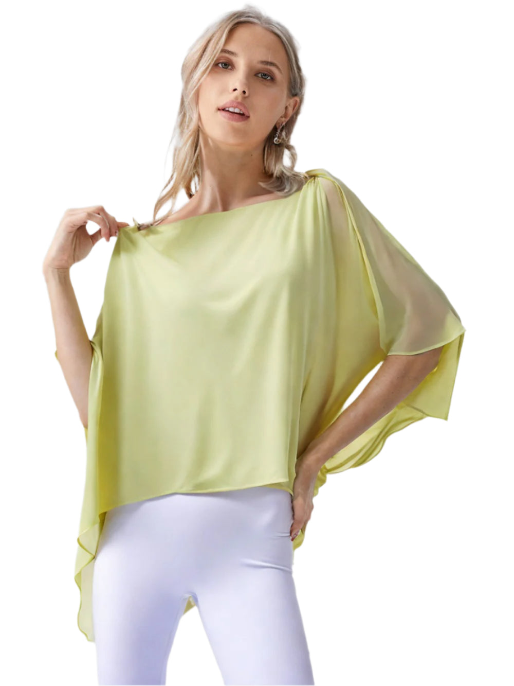 Georgette Poncho Tunic - Yellow
