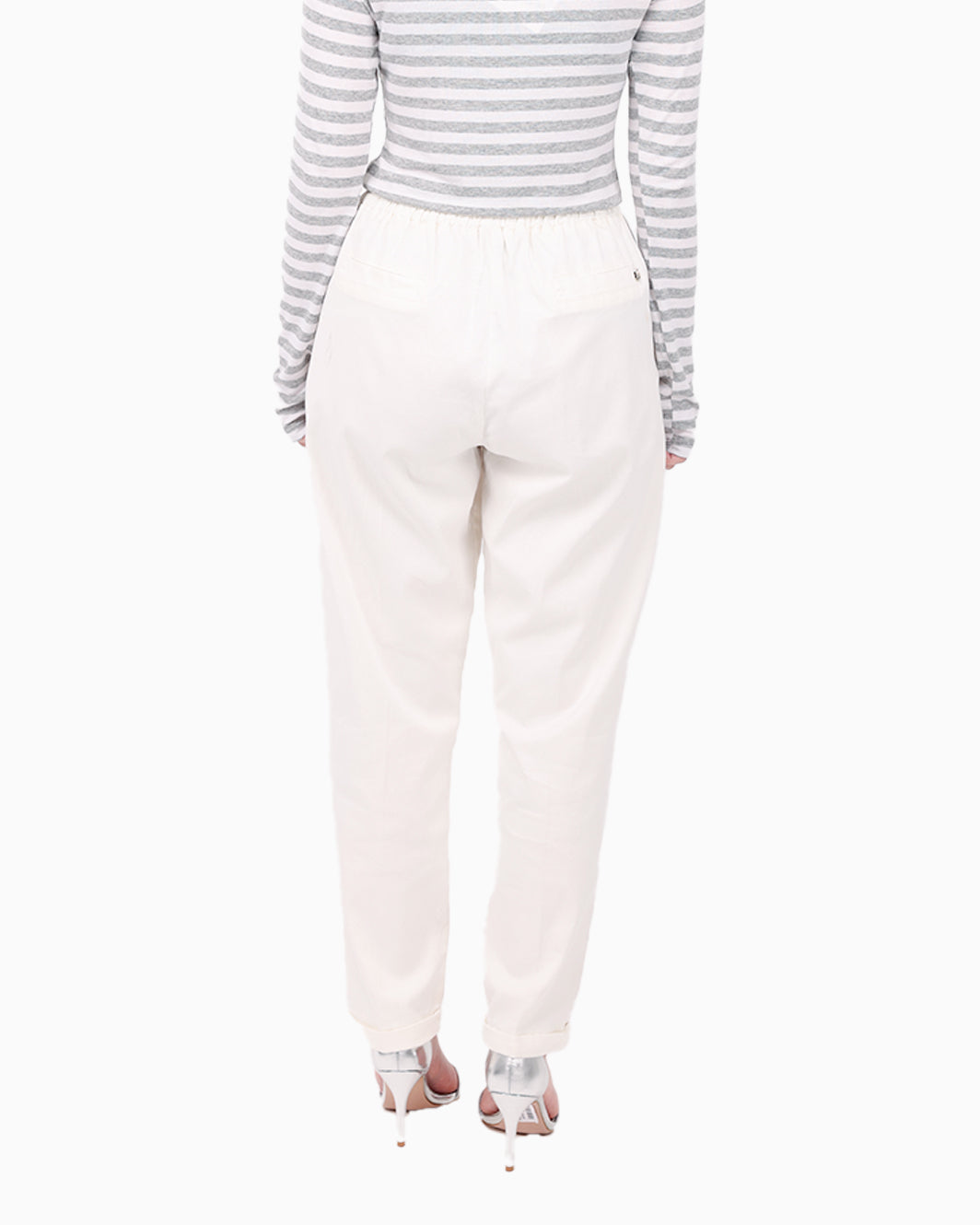 Back view of Siste’s White Trouser Pants – straight fit design