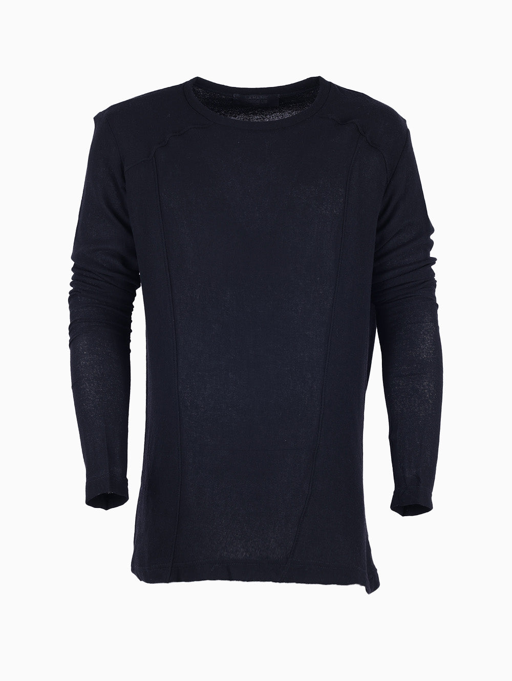 LA HAINE Men’s Black Knit Sweater – Italian minimalist design with long sleeves, available at Luxe Marca