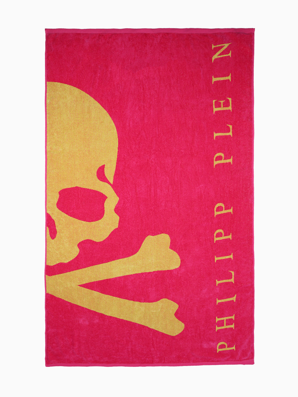 PHILIPP PLEIN beach towel in fluo yellow and pink cotton