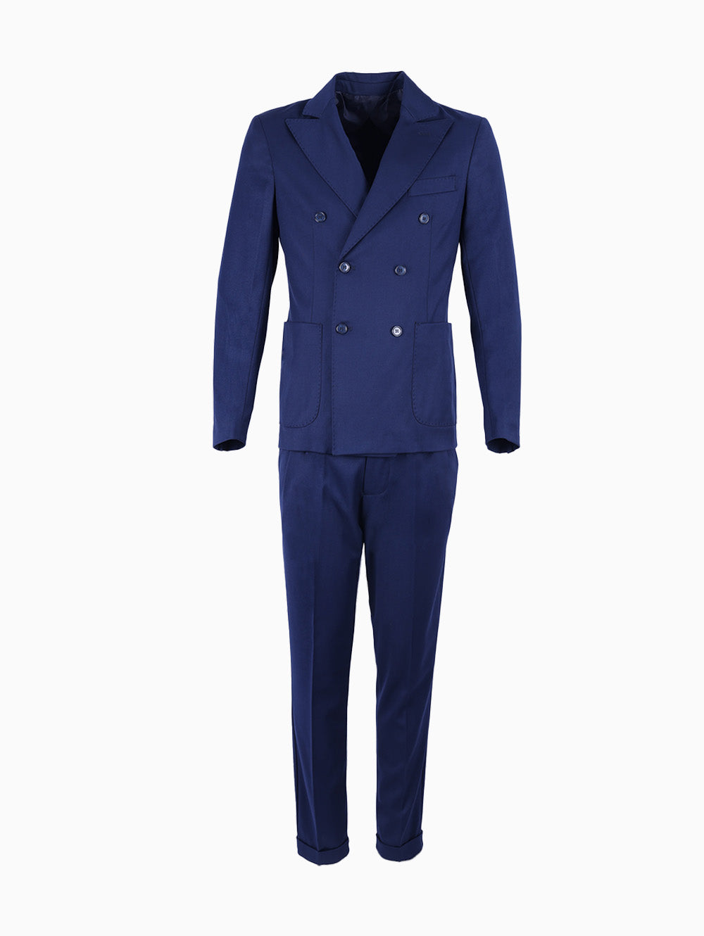 Full front view of Tela N Men’s Navy Blue Suit set (blazer& trousers)