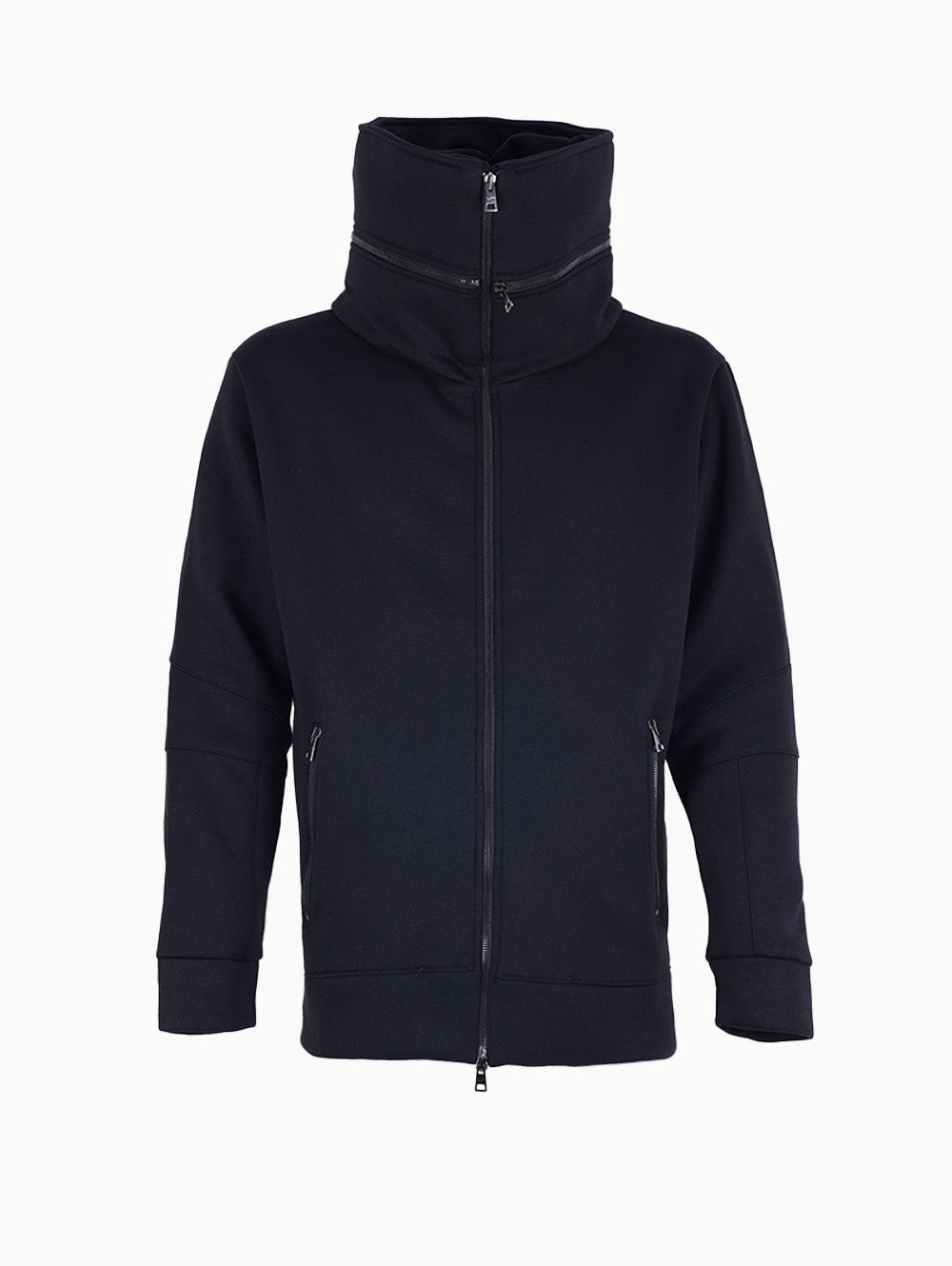 LA HAINE Men’s Black High Neck Zip Sweatshirt with dual zipper collar – Italian casual wear from Luxe Marca
