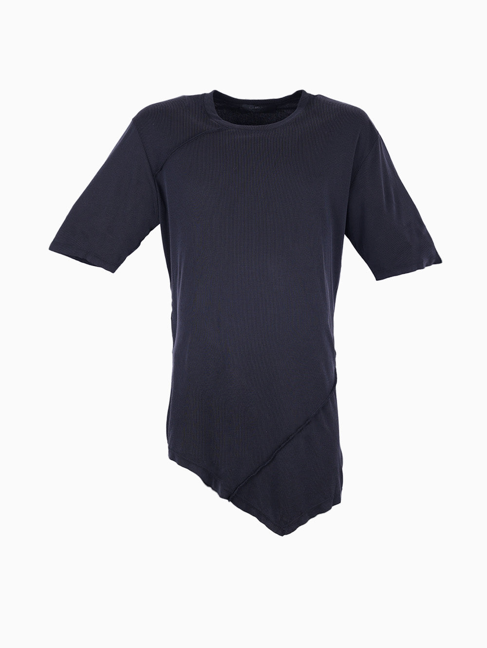 LA HAINE Men’s Black Asymmetric T-Shirt with angled hem – Italian streetwear-inspired style at Luxe Marca