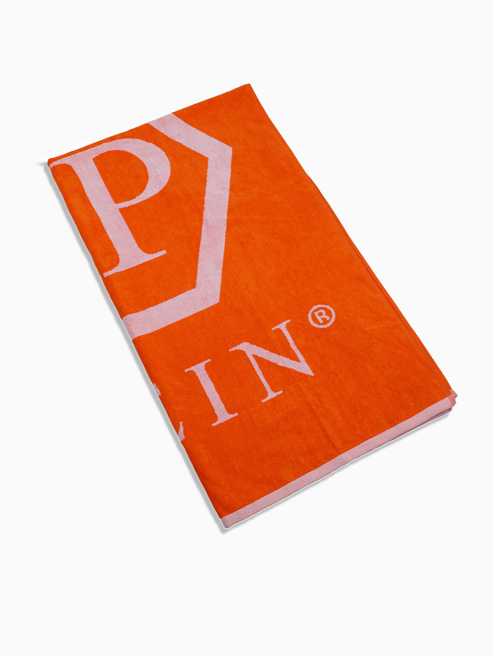 Close-up angle of the Philipp Plein designer towel in orange