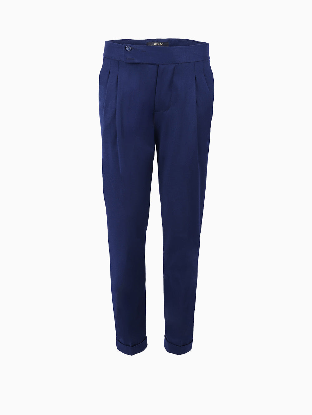 Front view of Tela N tailored navy trousers