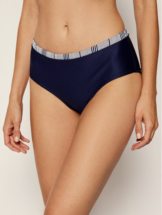 Triumph Summer Waves Midi Tall Bikini Bottom – Full Front with Striped Waistband