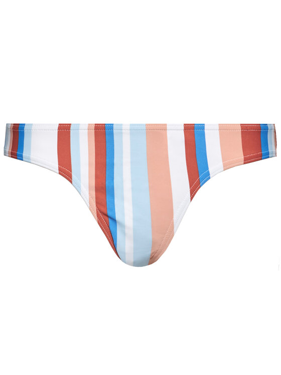 Front view of Triumph Summer Waves high-waisted bikini bottom in dark blue