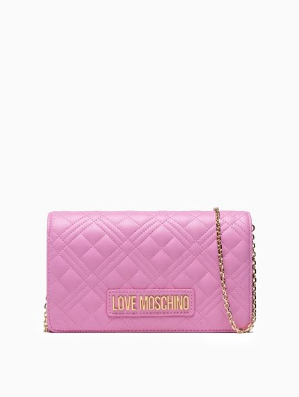 Elegant Pink Leather Crossbody Bag – LOVE MOSCHINO Smart Daily with Gold Accents for Women